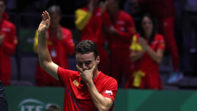 Roberto Bautista, tras ganar su partido de la final de la Davis