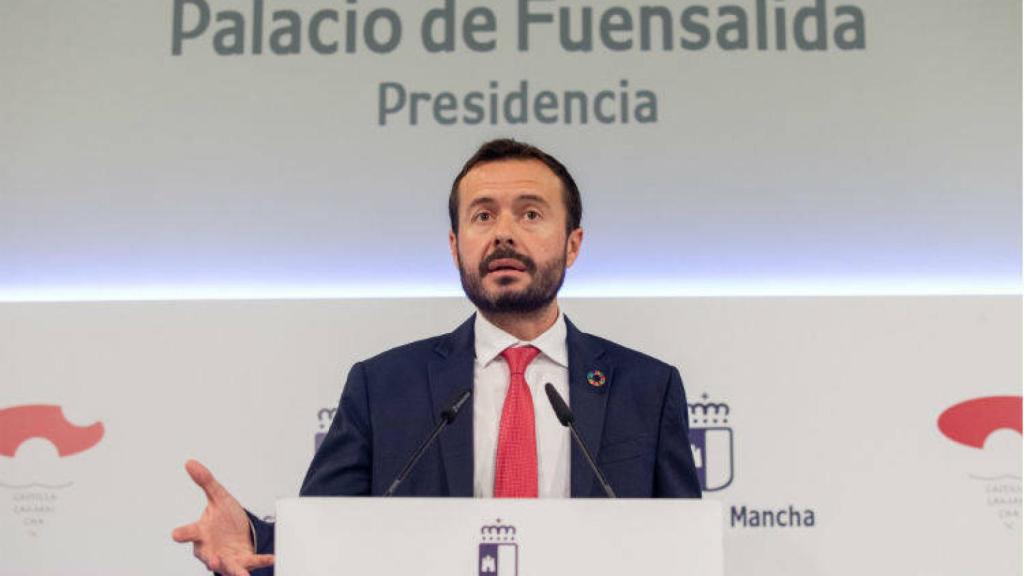 José Luis Escudero, consejero de Desarrollo Sostenible de Castilla-La Mancha, este martes en rueda de prensa