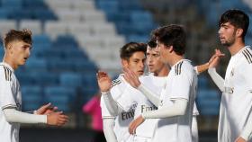 Theo Zidane celebra un gol del Juvenil A del Real Madrid en la UEFA Youth League