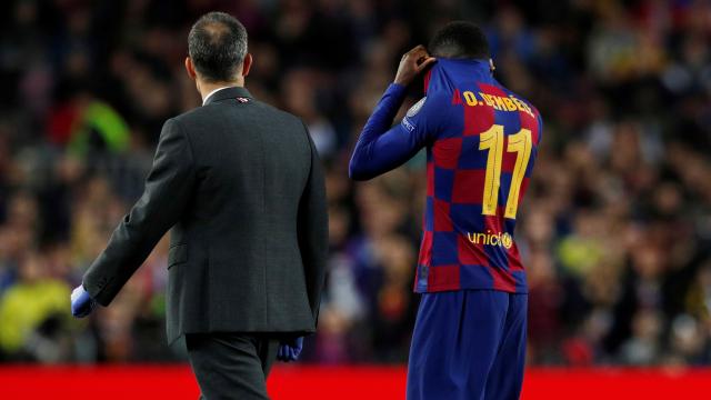 Ousmane Dembélé abandona el campo lesionado