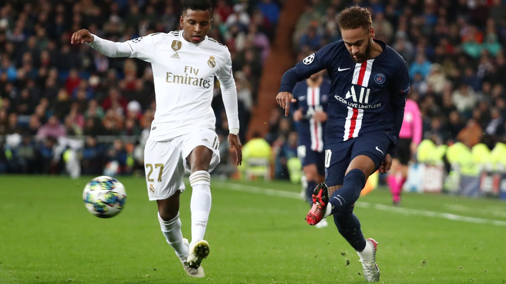 Rodrygo y Neymar, en el Real Madrid - PSG de la Champions League