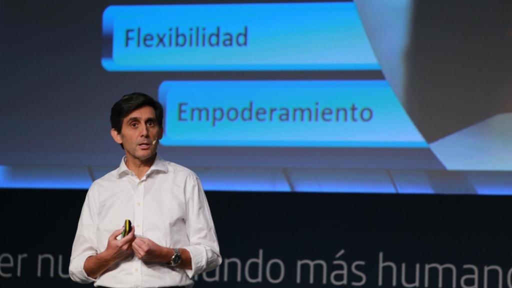 José María Álvarez Pallete, presidente de Telefónica, durante la presentación de la reciente organización de la compañía.