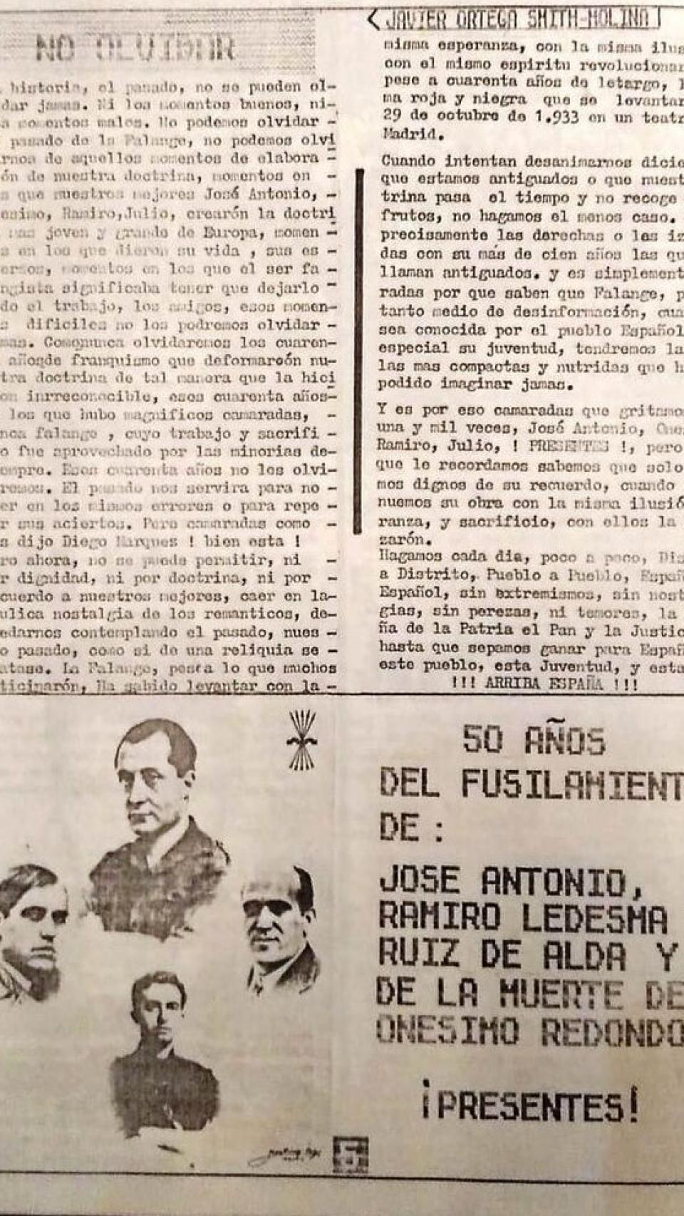 Artículo falangista escrito por Ortega Smith en la revista 'Así'.