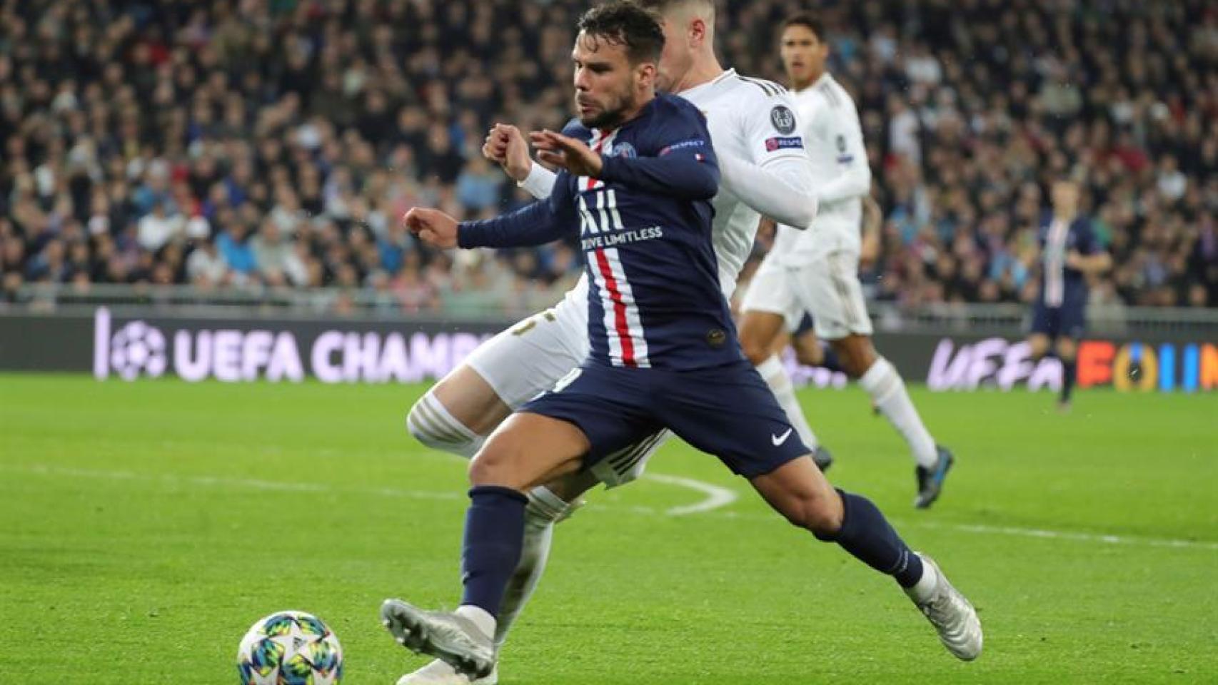 Juan Bernat, en el Real Madrid - PSG de la Champions League