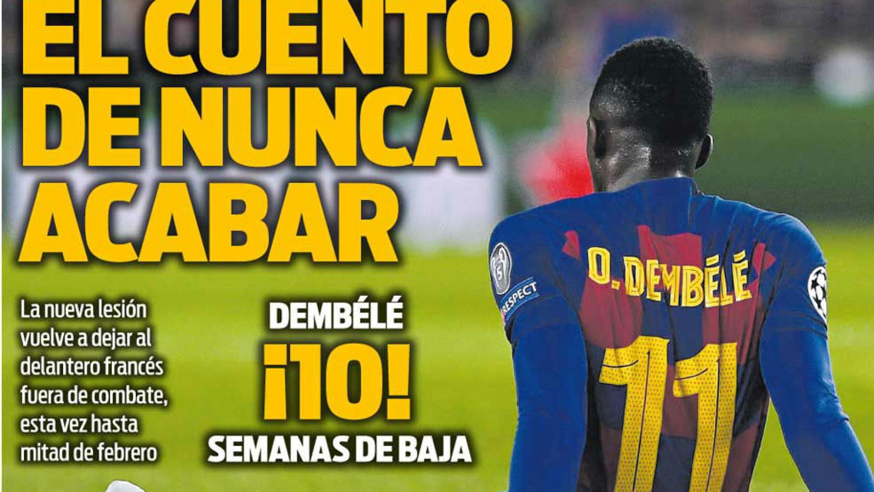 La portada del diario Sport (30/11/2019)
