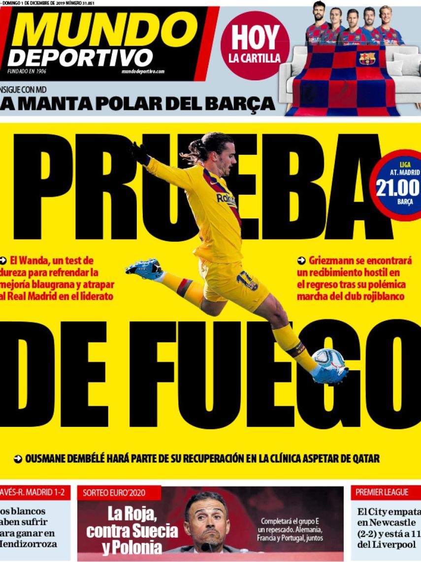 La portada del diario Mundo Deportivo (01/12/2019)