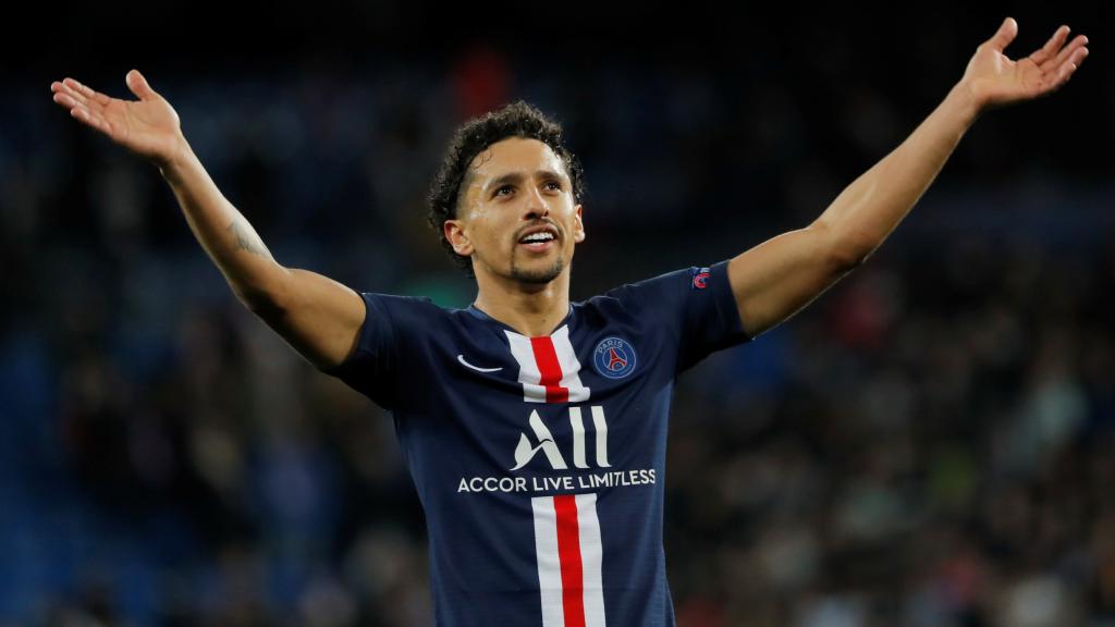 Marquinhos, en un partido del PSG de la Champions League