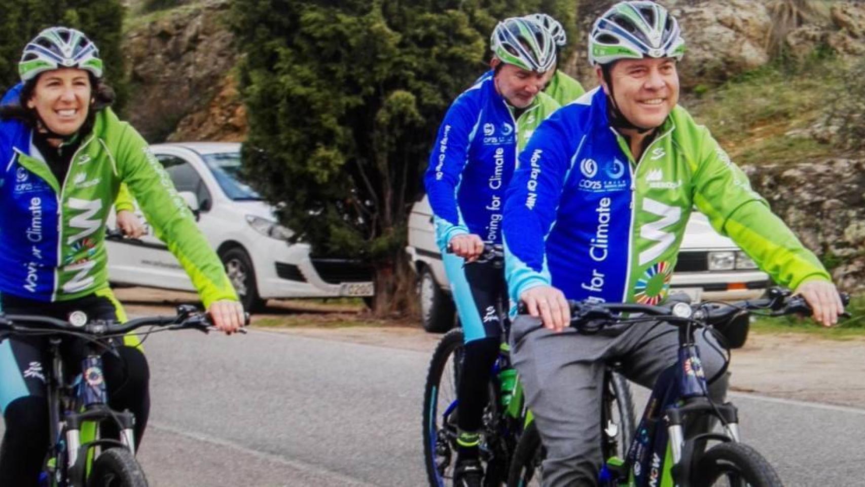 Page, este sábado en Toledo sobre una bicicleta eléctrica