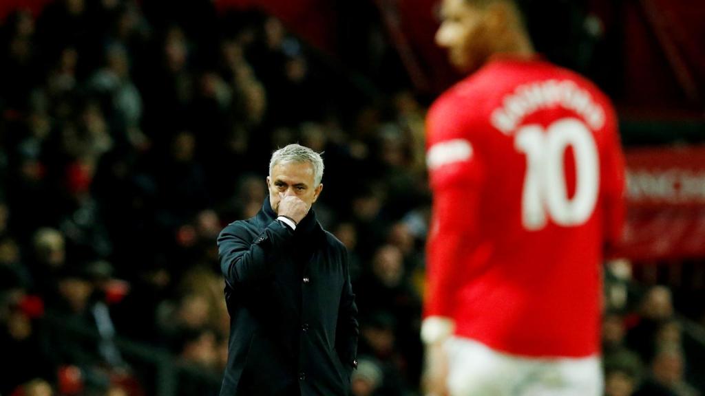 José Mourinho y Rashford, en el Manchester United - Tottenham