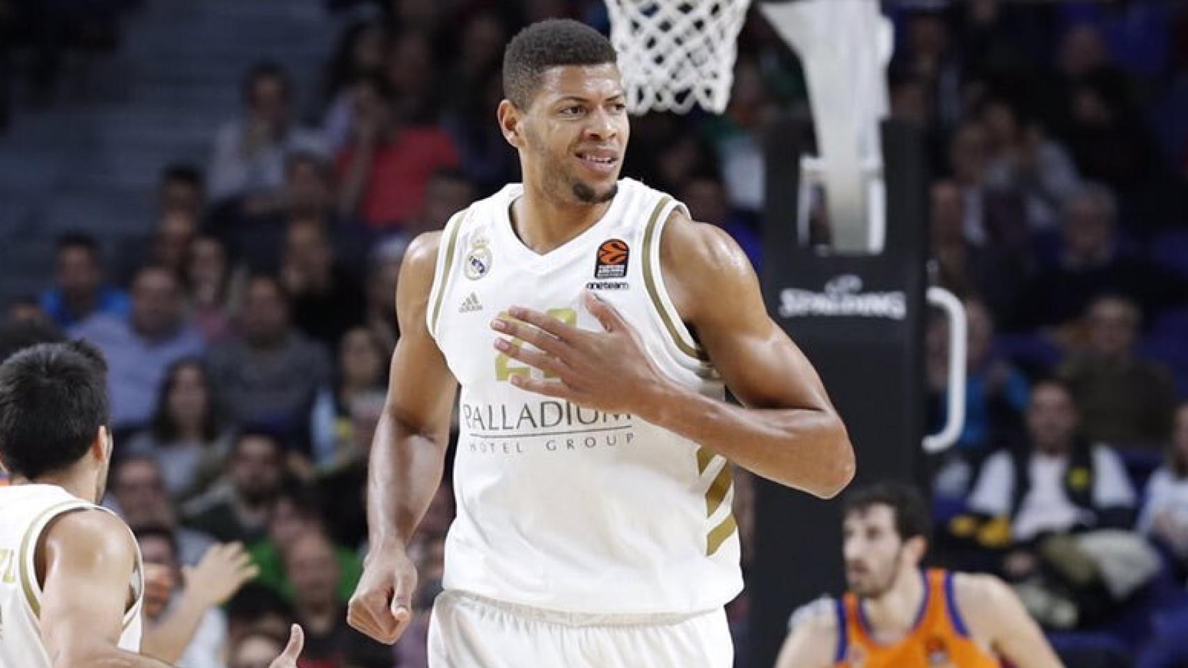 Tavares, en el encuentro de Euroliga entre Real Madrid y Valencia Basket