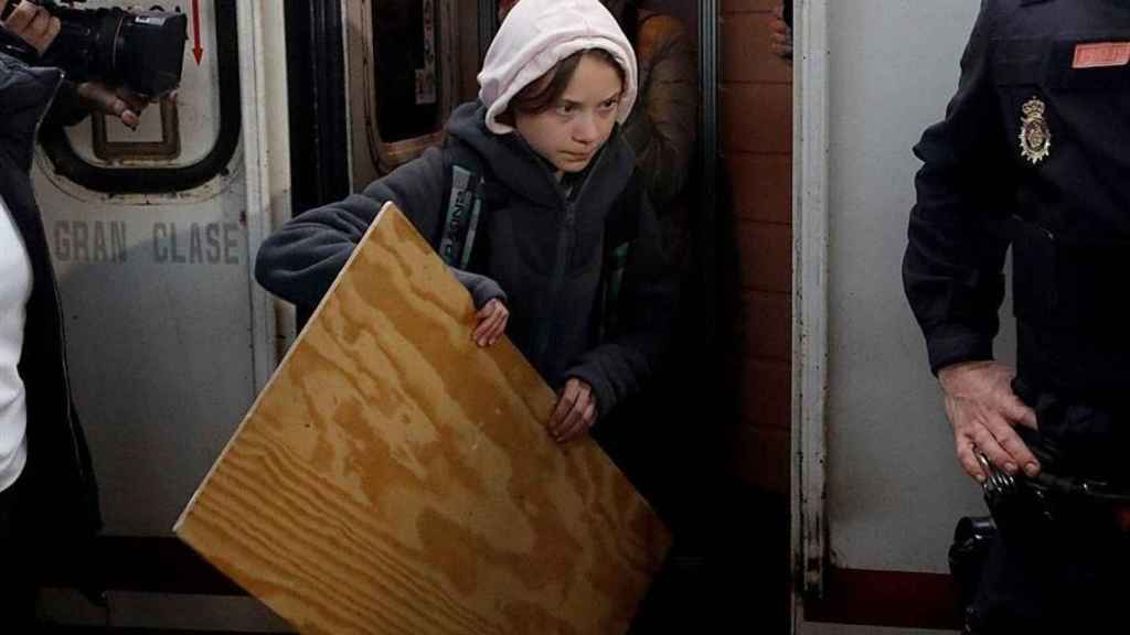 Greta Thunberg, a la llegada a Madrid.