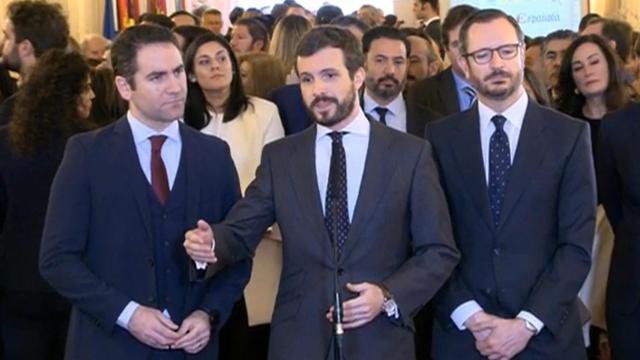 Pablo Casado en declaraciones a los medios.