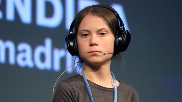 Greta Thunberg en el encuentro con los medios en La Casa Encendida.