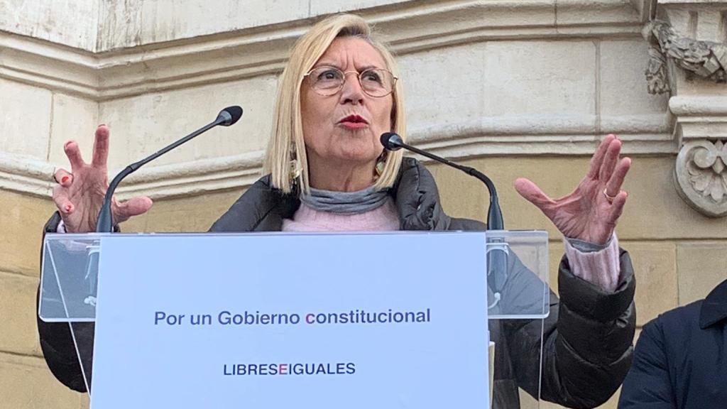 Rosa Díez, durante su discurso en el Día de la Constitución en Bilbao.