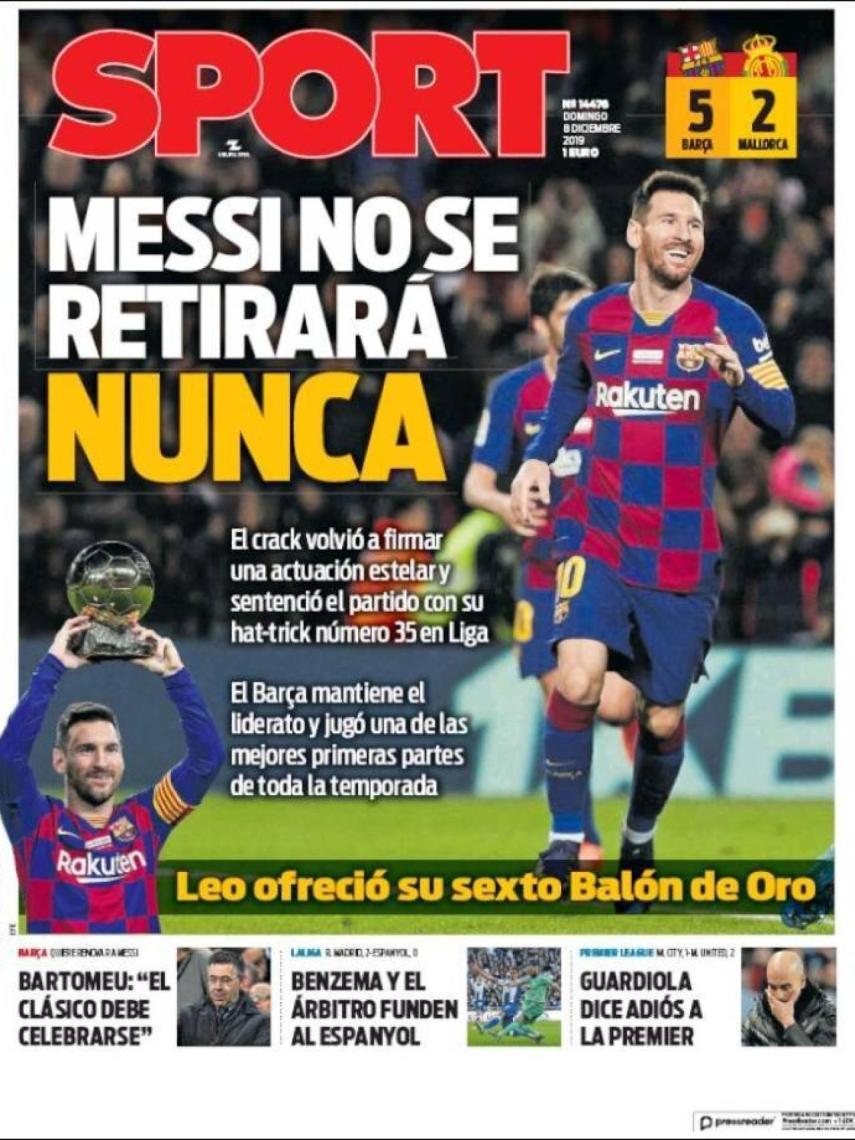 La portada del diario Sport (08/12/2019)