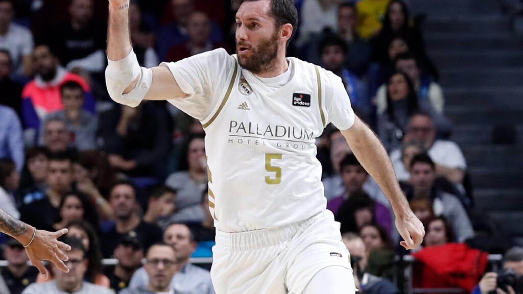 Rudy, durante el partido entre Real Madrid y San Pablo Burgos de Liga Endesa