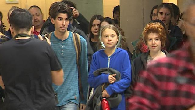 Greta Thunberg en la cumbre paralela al COP25 en la Universidad Complutense.