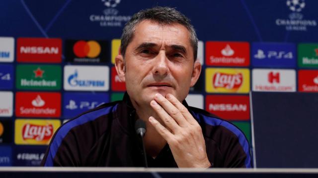 Ernesto Valverde, en rueda de prensa de la Champions League