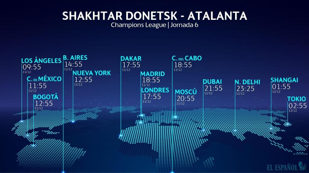 Horario internacional del Shakhtar Donetsk - Atalanta