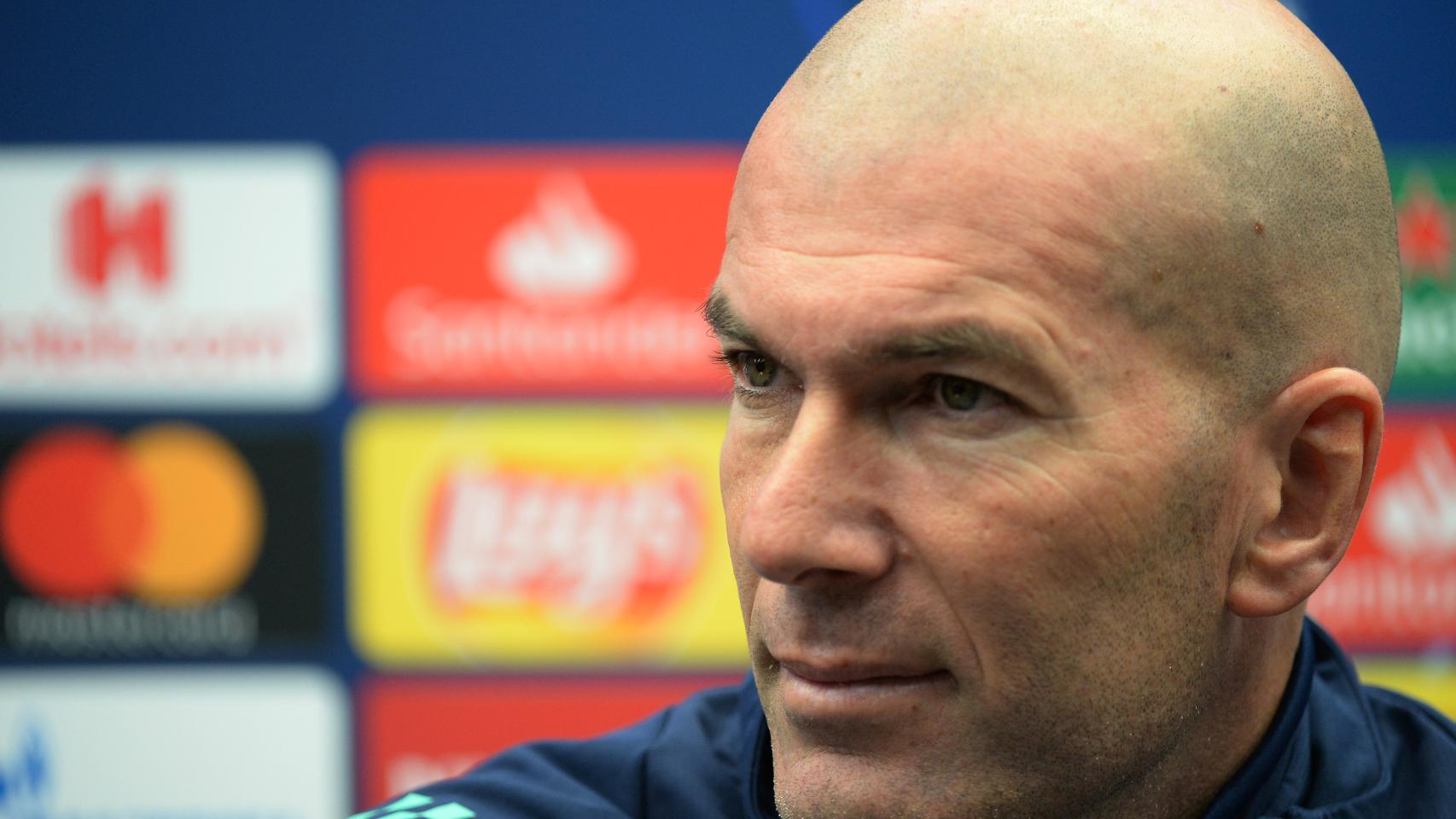 Zinedine Zidane, en rueda de prensa de la Champions League