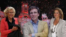 El alcalde Almeida junto a Manuela Carmena y Ana Botella en montaje JALEOS.