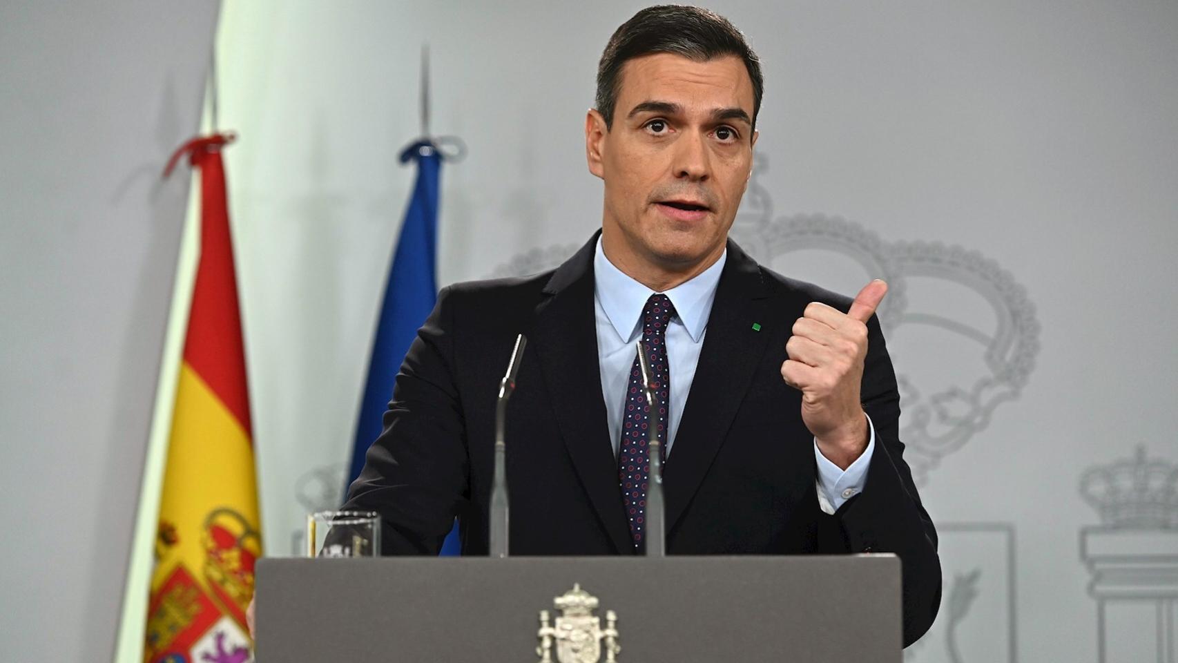 Pedro Sánchez, presidente del Gobierno en funciones, durante su comparecencia tras recibir el encargo del Rey.