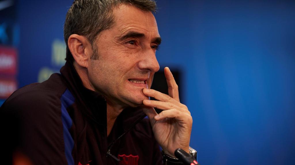 Ernesto Valverde durante la rueda de prensa