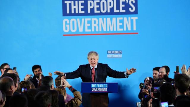 Boris Johnson en su comparecencia tras ganar las elecciones.