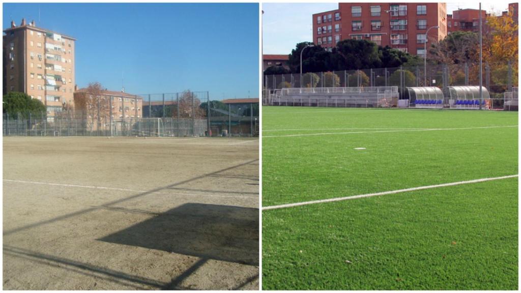 El antes y el después del campo de fútbol Antonio Palacios