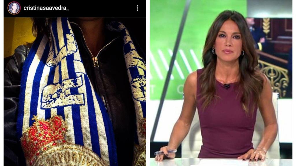 La periodista coruñesa Cristina Saavedra, ¿amuleto para la victoria blanquiazul?