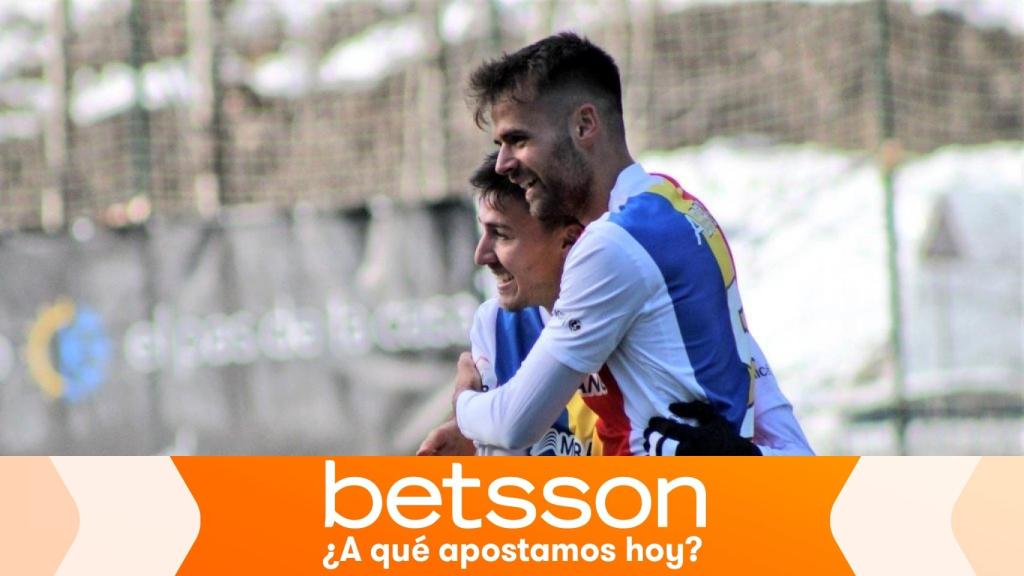 Jugadores del Andorra celebrando un gol