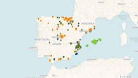 Mapa con puntos de recarga de vehículos eléctricos