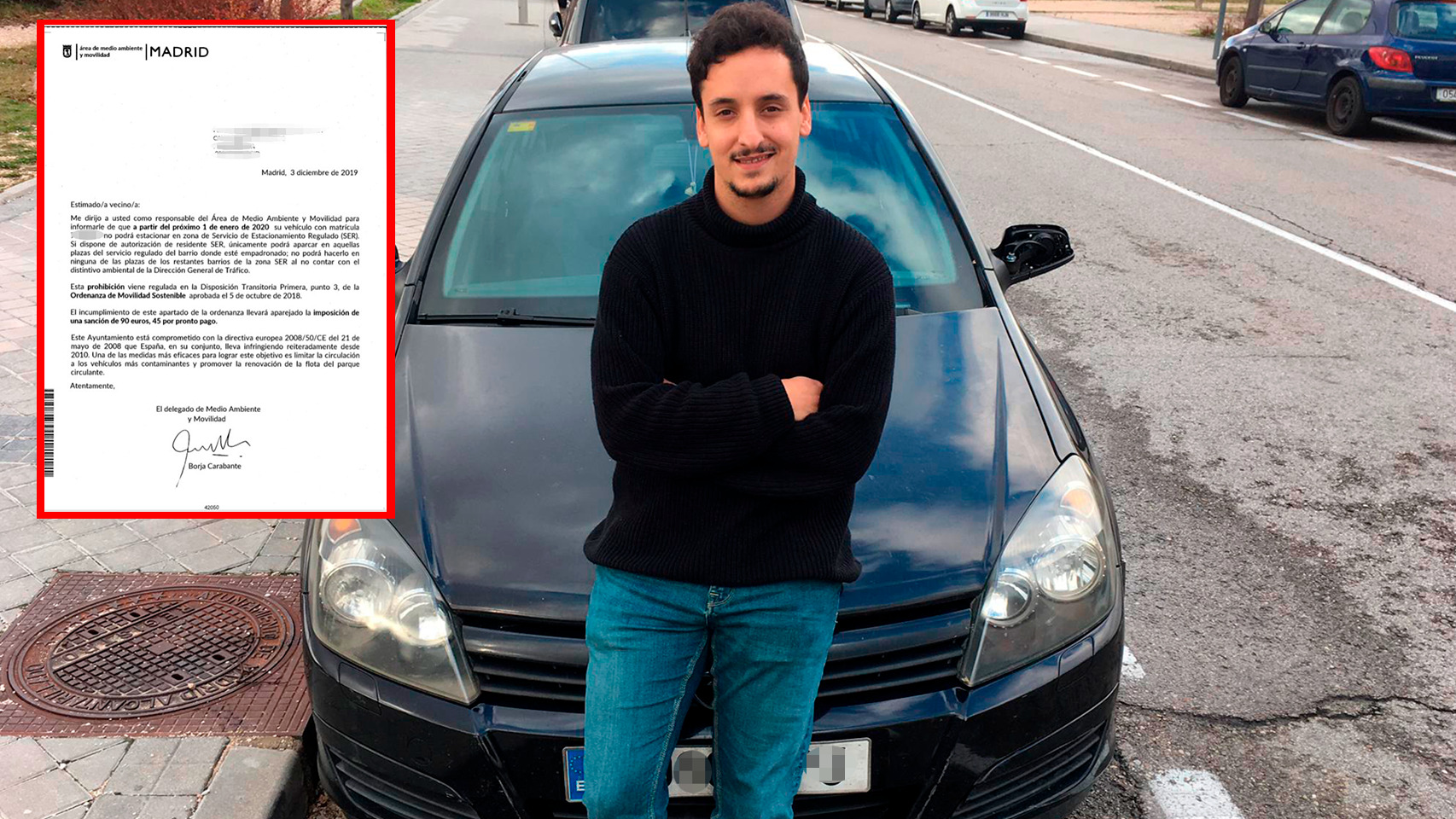 Miguel, uno de los conductores que ya no podrá aparcar en Madrid y la carta que le ha llegado.