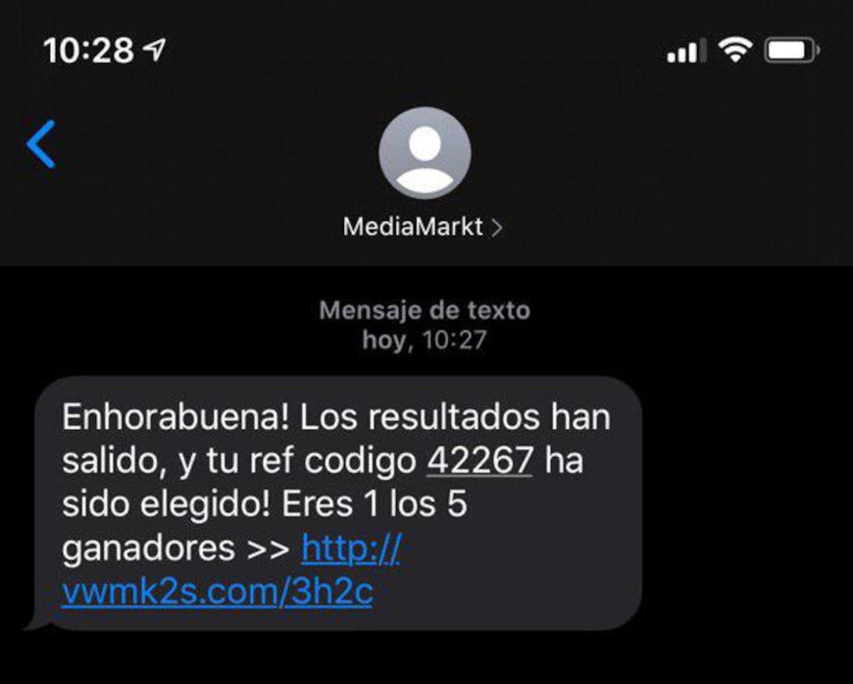 SMS falso de MediaMarkt
