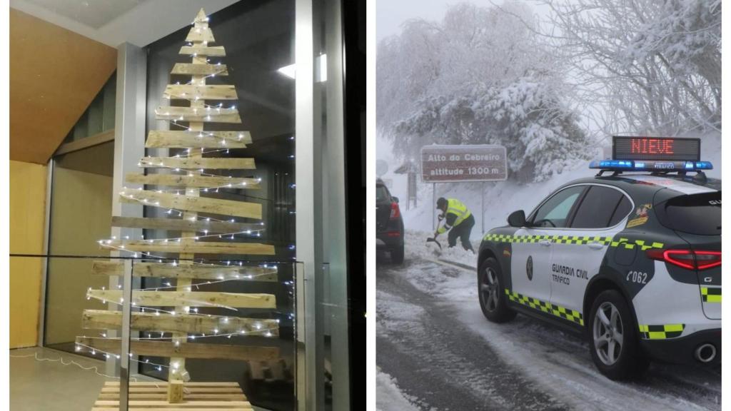 El árbol ecológico con el que felicita la Navidad la Guardia Civil de Ferrol