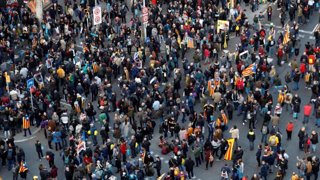 Vista aérea de la concentración de Tsunami Democràtic en los aledaños del Camp Nou