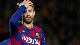 Gerard Piqué se lamenta tras una ocasión del Real Madrid