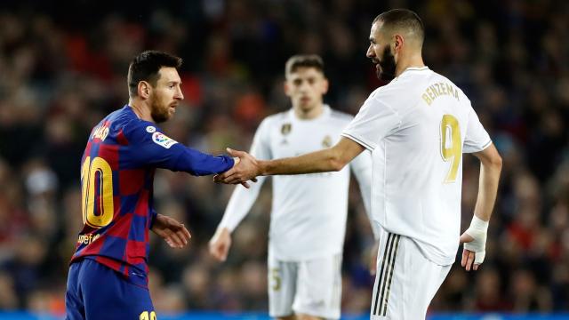 Messi y Benzema, durante El Clásico