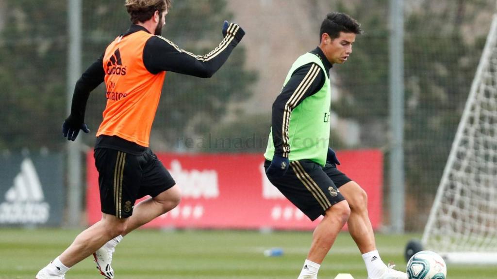 James Rodríguez, entrenando con el Real Madrid