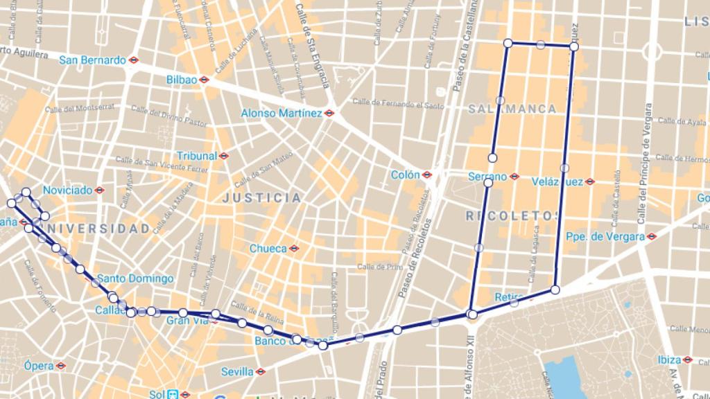 Mapa del recorrido del autobús