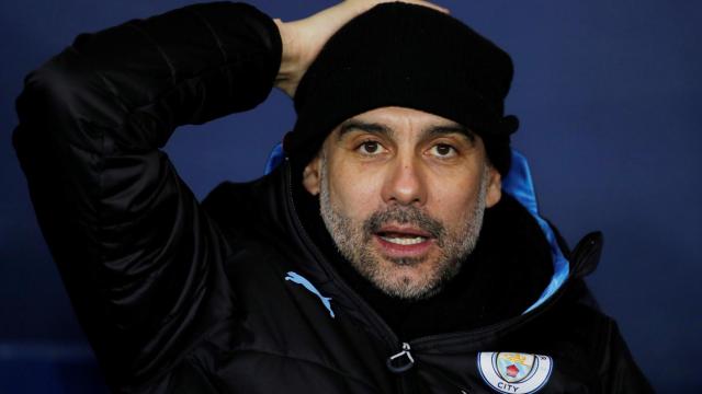 Pep Guardiola, en el banquillo del Manchester City