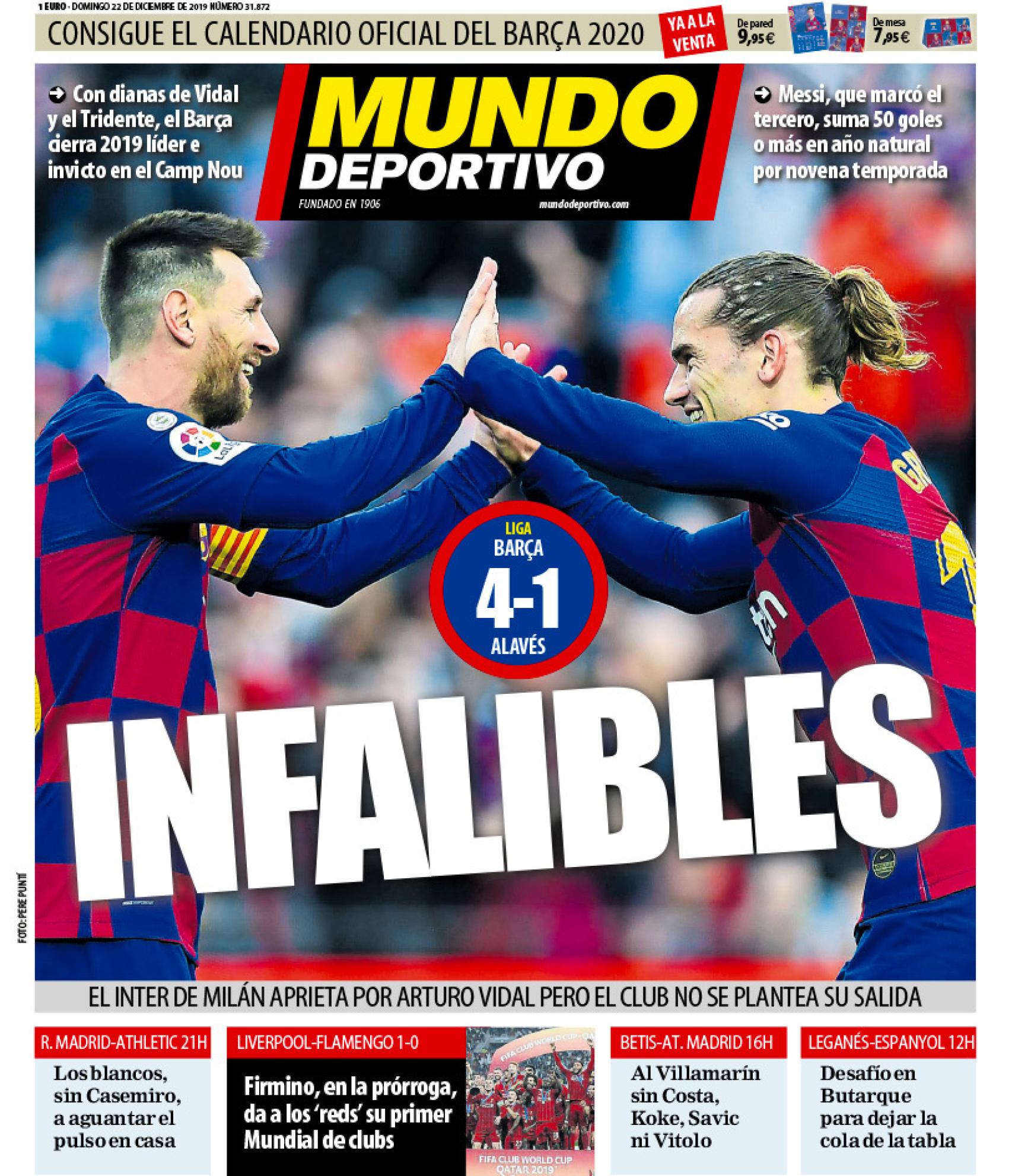 La portada del diario Mundo Deportivo (22/12/2019)