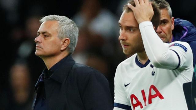 Mourinho y Christian Eriksen, en el Tottenham