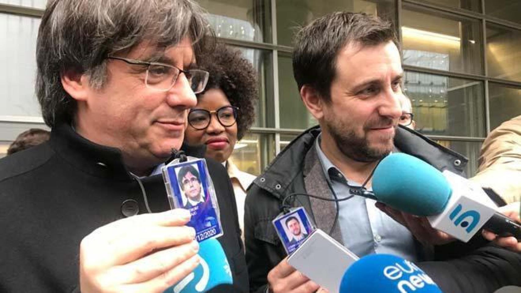 Carles Puigdemont y Toni Comín en el Parlamento Europeo.