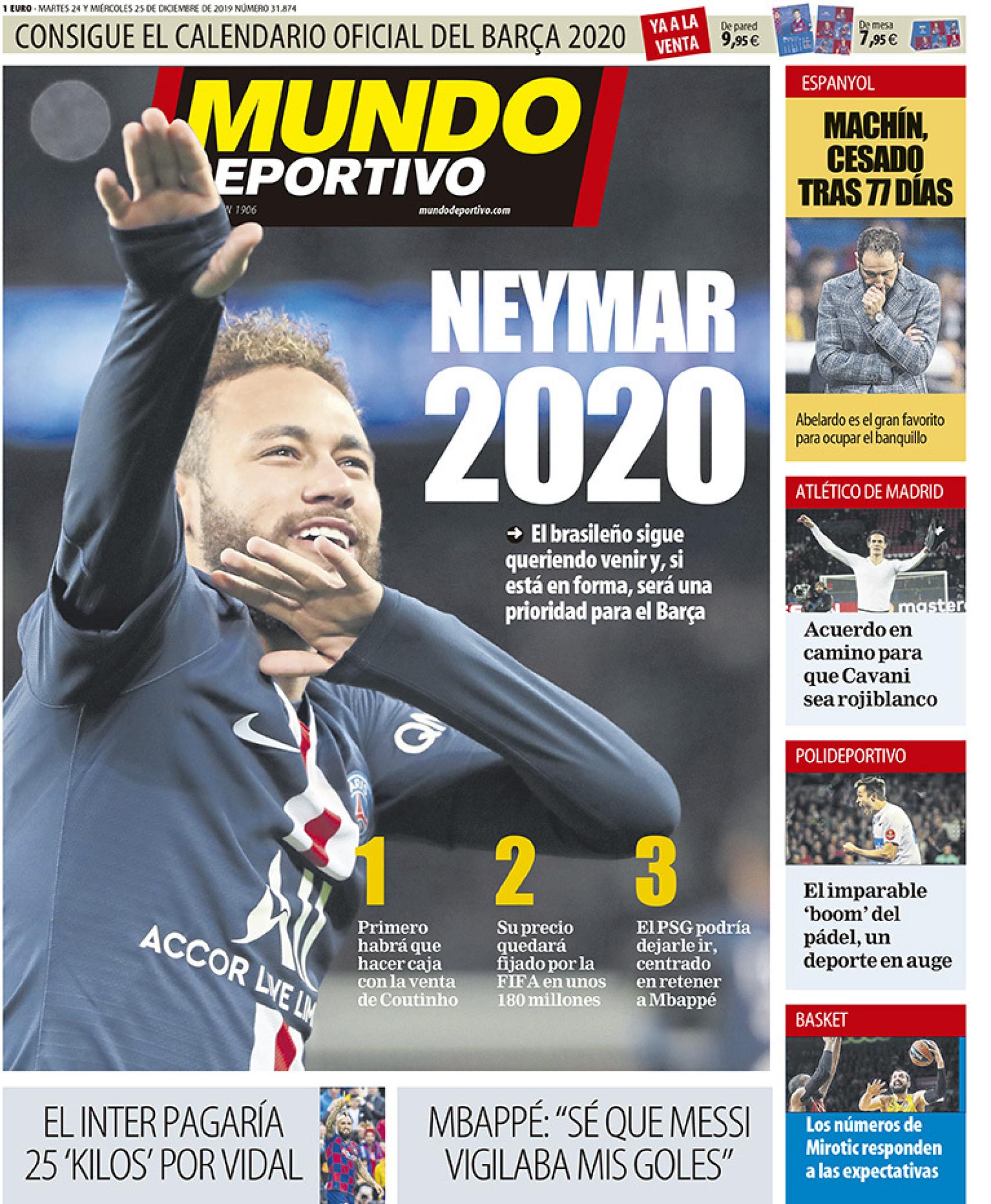 Portada Mundo Deportivo (24/12/2019)