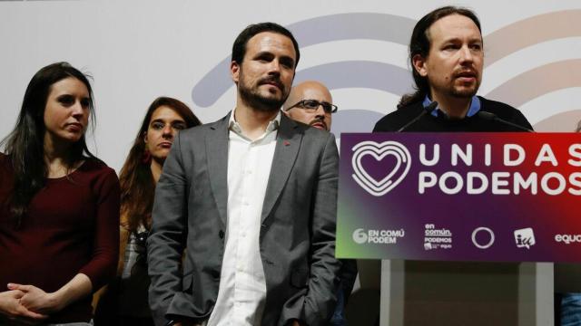 Irene Montero, Alberto Garzón y Pablo Iglesias.