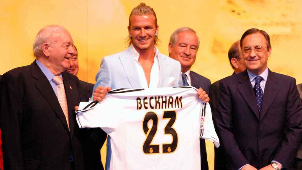 David Beckham, en su presentación como jugador del Real Madrid