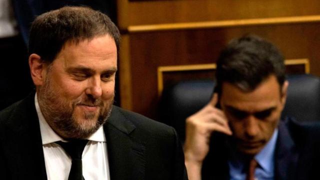 Oriol Junqueras y Pedro Sánchez, el pasado 21 de mayo en el Congreso.