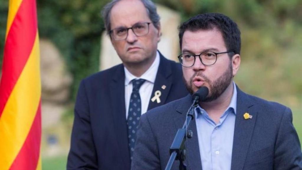 Quim Torra junto al vicepresidente de la Generalitat, Pere Aragonès.