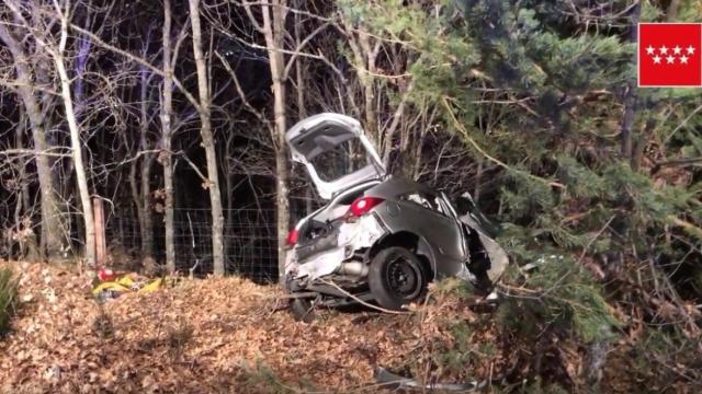 Lugar del accidente en la carretera en el kilómetro 2 de la carretera M-614.